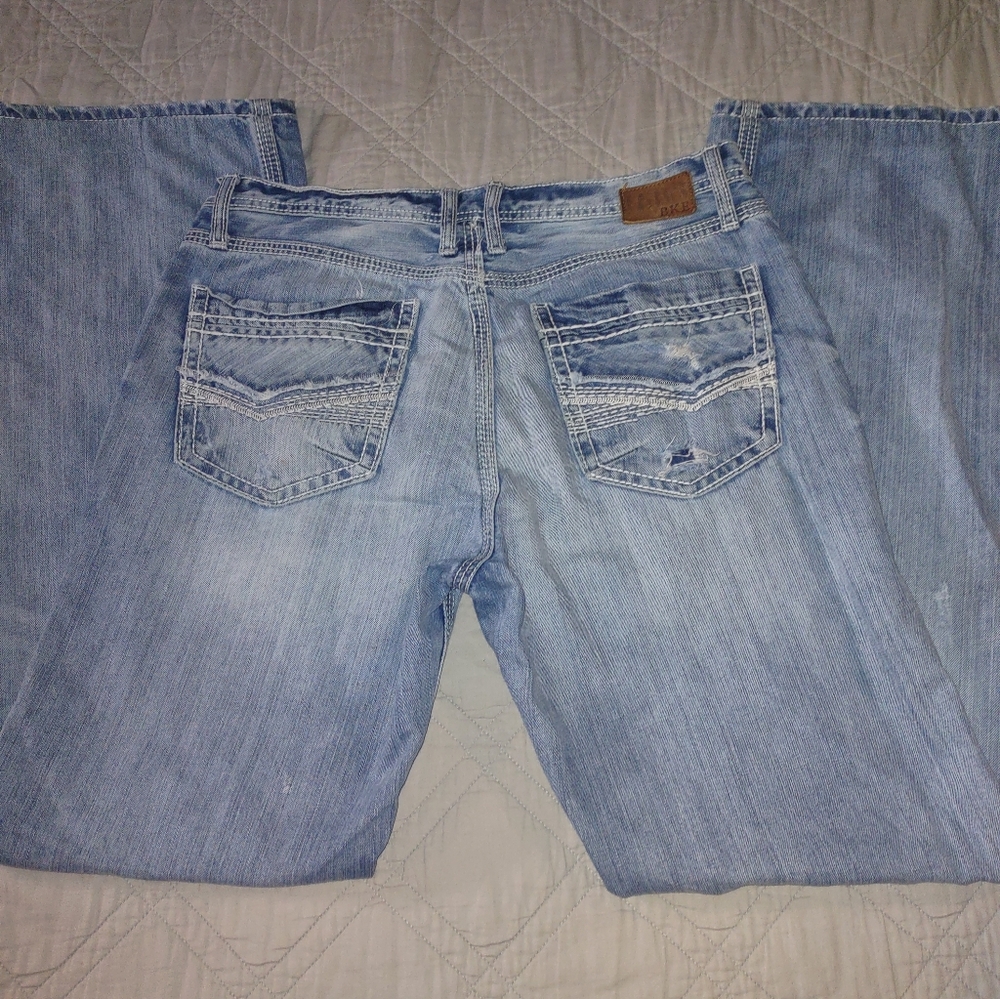 Mens BKE Tyler Light Blue Distressed Jeans